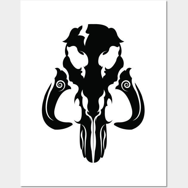 Mando Mythosaur Skull Black Wall Art by ArticArtac